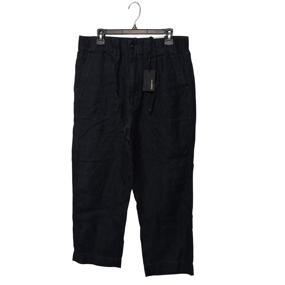 Buck Mason Fatigue Pant Mens Large Navy Loomed Linen Drawstring Lightweight